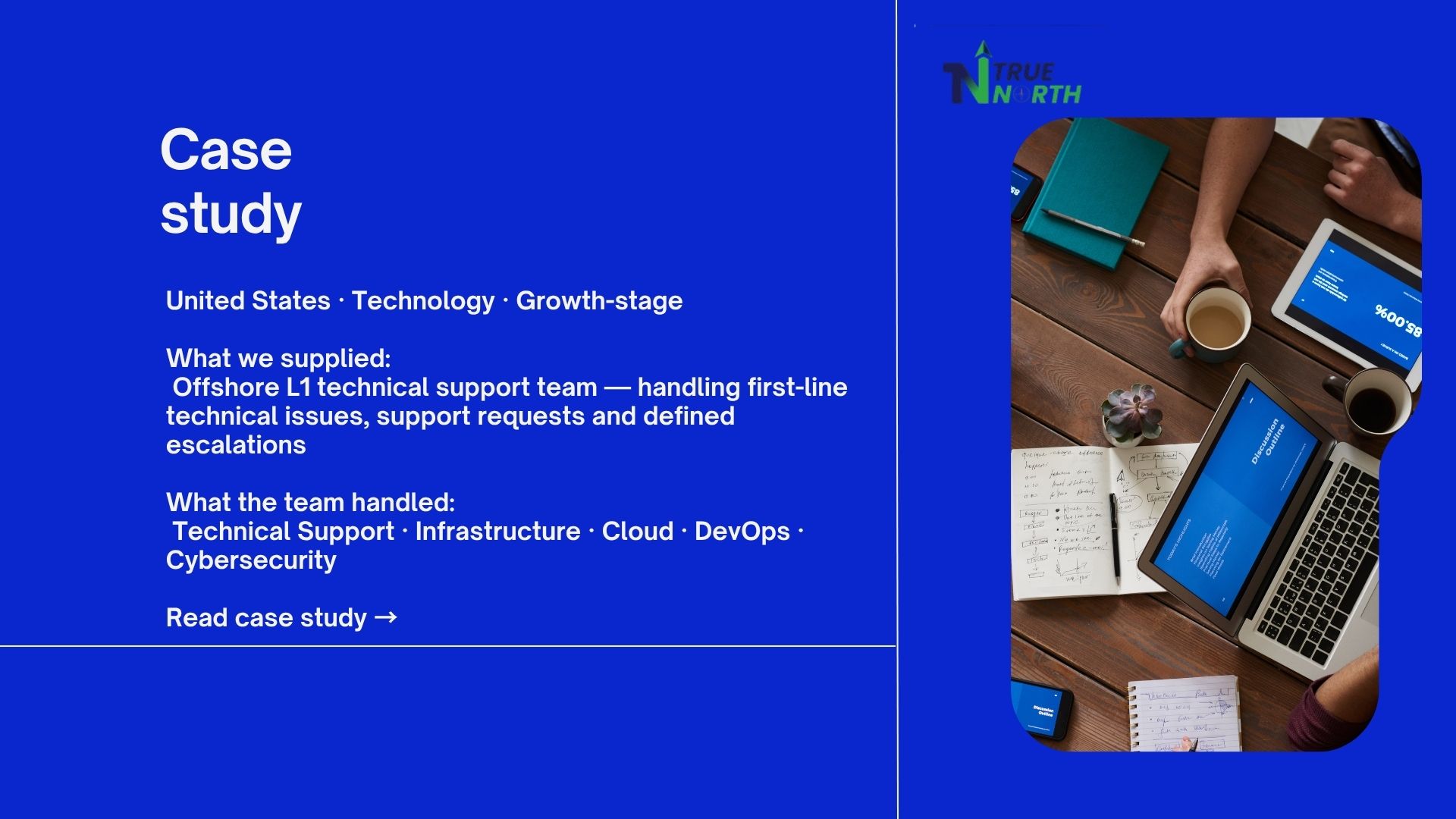 Offshore L1 technical support team for a US technology company